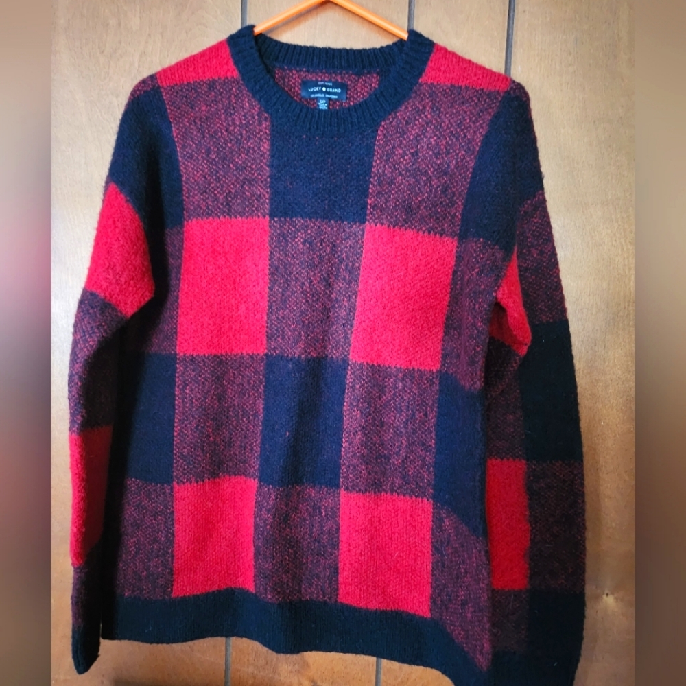 Black and red Lucky Brand wool and acrylic blend sweater